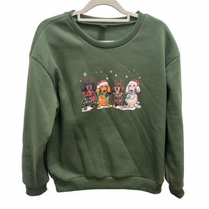 SHEIN Green Holiday Puppies Sweater Size Small